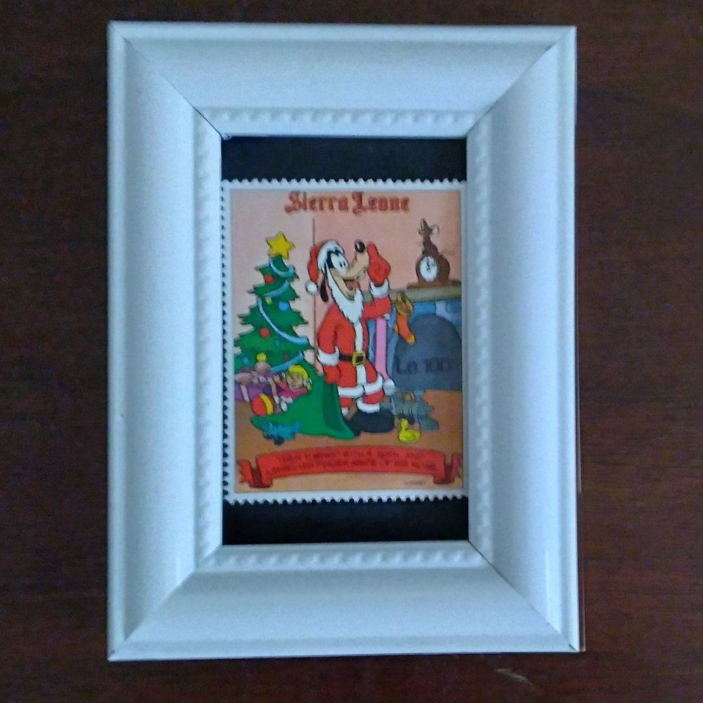Framed Stamp Art - Disney Stamp Art - Goofy As Santa - Night Before Chri…